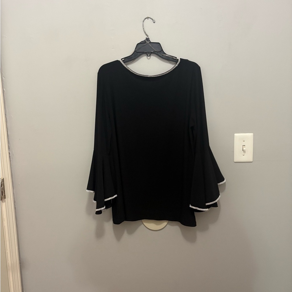 MSK Black Blouse with Silver Trim - Picture 6 of 6